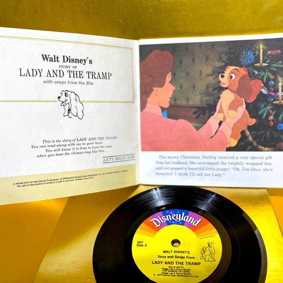 WALT DISNEY’S VTG 1979 STORY OF LADY AND THE TRAMP RECORD & 24p READ ALONG BOOK - Picture 3 of 16